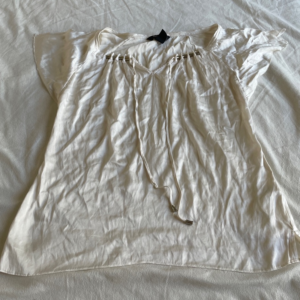 WHBM cream white silk top